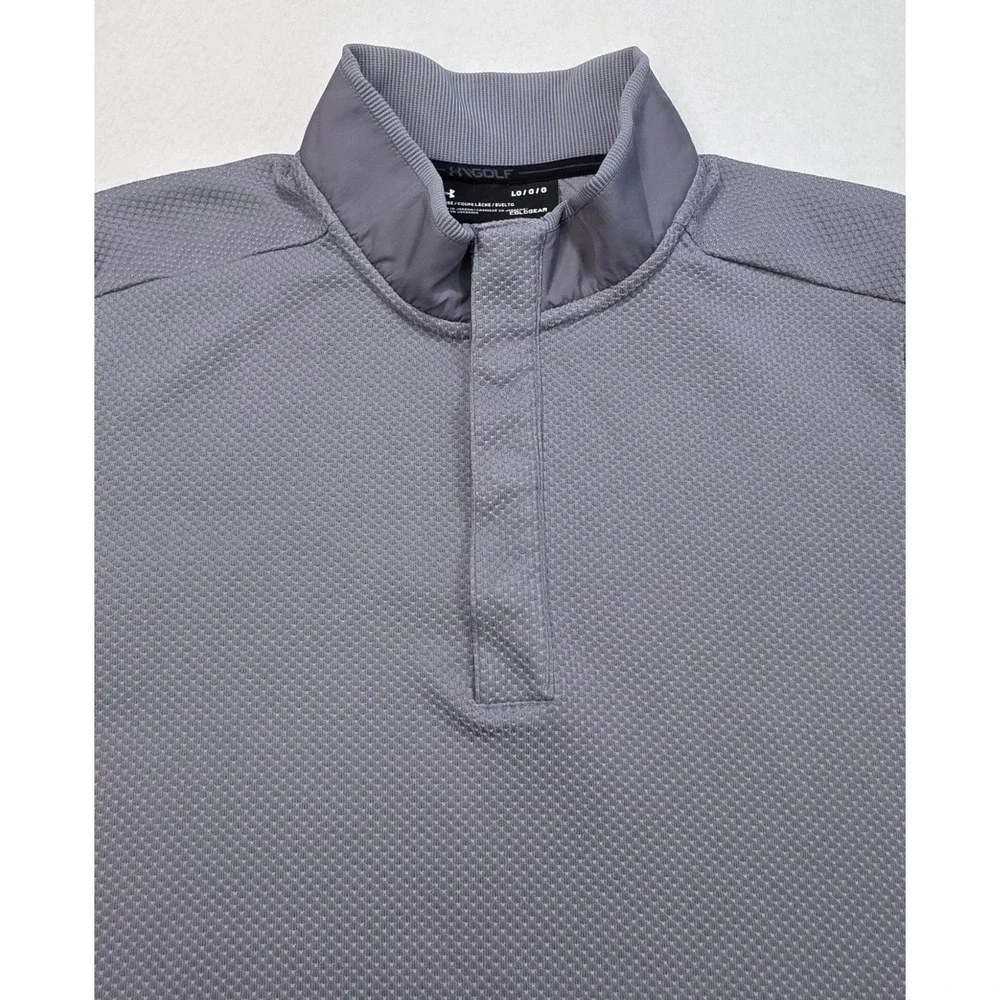 Actual Under Armour Golf 1/4 Snap Sweater Men L Gray Pullover Fleece ColdGear - Picture 5 of 8